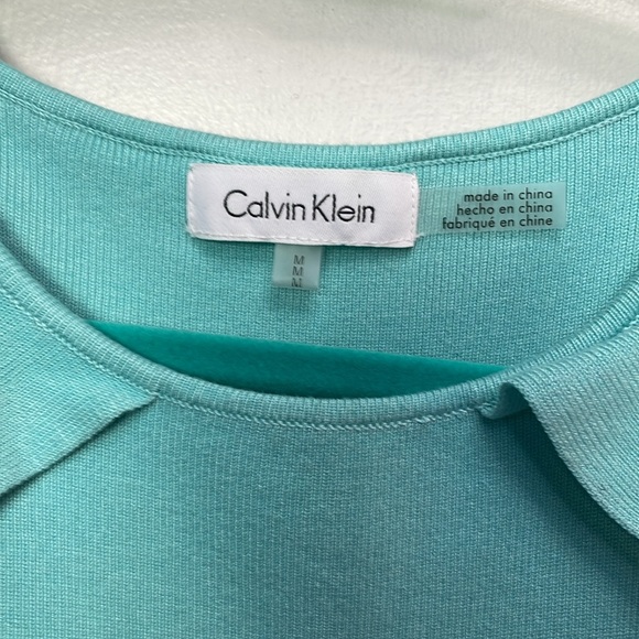 Calvin Klein Flirty Fitted Cold Shoulder Short Sleeve Sweater Aqua -M-#0007 - Picture 5 of 11